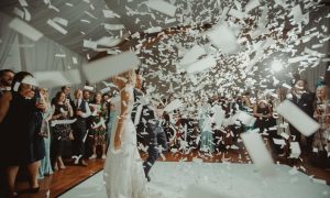 confetti cannon at wedding
